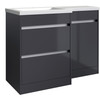 City L-Shaped Furniture Set (Including Cistern) - Storm Grey Gloss