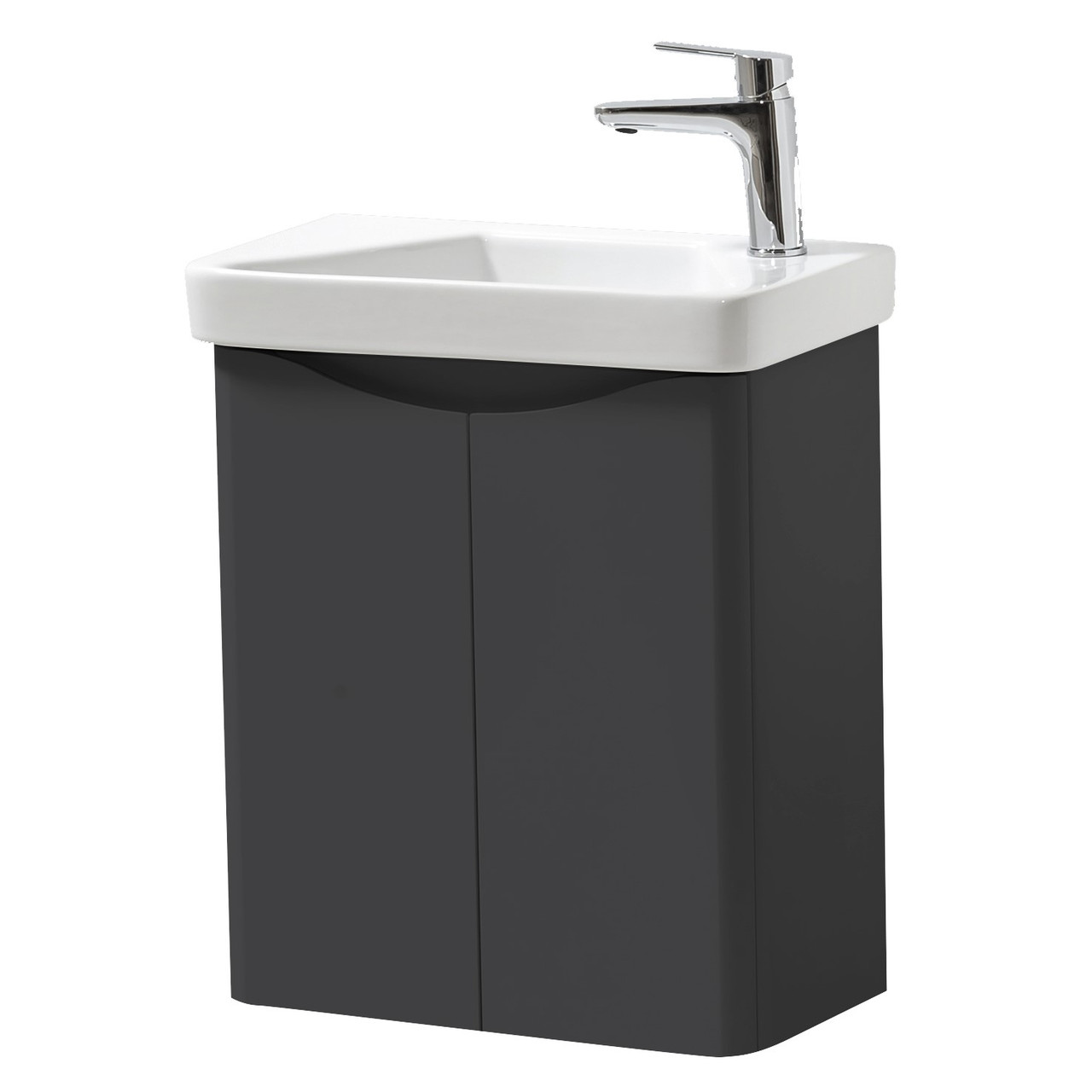 Arc 500mm Wall Mounted Cloakroom Unit & Ceramic Basin Matt Graphite