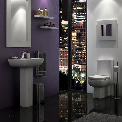 Options 600 4 Piece Set including Close Coupled Pan, Cistern and Seat with 550mm 1 Tap Hole Basin and full Pedestal