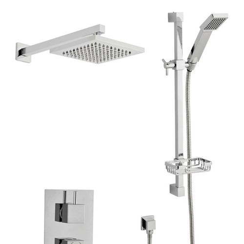  Pure Option 6 Shower Triple Thermostatic Concealed Shower with Adjustable Slide Rail Kit and Overhead Drencher
