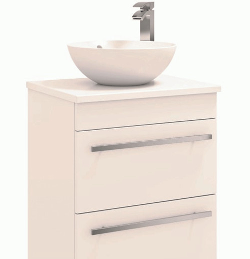 Purity 600mm Floor Standing 2 Drawer Unit with Ceramic Worktop & Sit On Bowl - White 