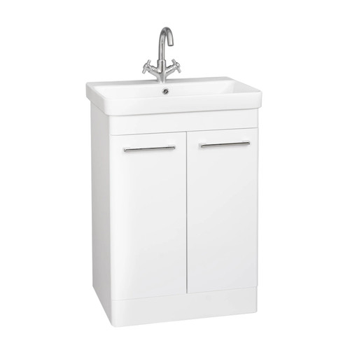 Options Furniture Floor Standing 2 Door Unit & Ceramic Basin - White