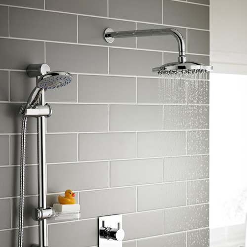 Plan Option 5 Triple Thermostatic Concealed Shower with Adjustable Slide Rail Kit and Overhead Drencher