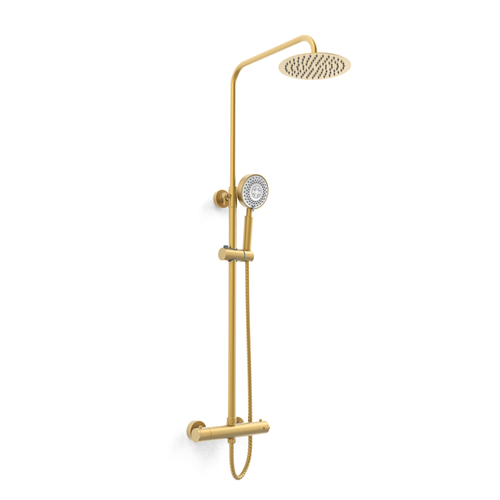  Ottone Option 1 Thermostatic Exposed Bar Shower with Ultra Slim Overhead Drencher and Sliding Handset