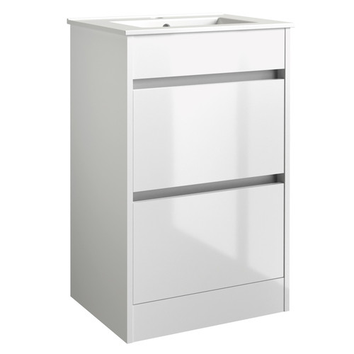 City Floor Standing Unit & Ceramic Basin - White - 500mm