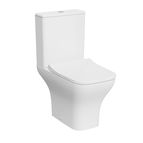 Eklipse Square Open Back Rimless Pan, Cistern and Soft Close Seat 