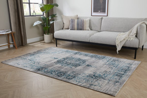 Cool Vintage Vloerkleed | Donkergrijs en Blauw | 160 x 230 cm Cool Vintage Vloerkleed | Donkergrijs en Blauw | 160 x 230 cm