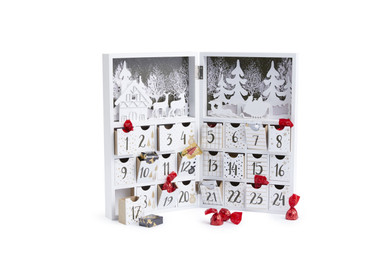 Lifa Living Herbruikbare houten countdown kalender met 24 vakjes. Afmetingen: 49cm opengeklapt, 40 x 24 x 8 dichtgeklapt