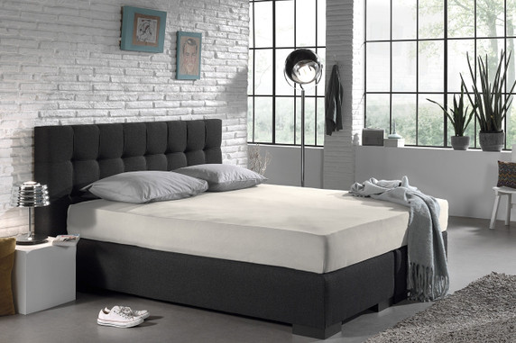 SleepMed Hoeslaken van katoen in creme, 160x200, soft finish, 4-pack
