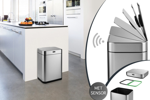 Prullenbak met Sensor | Zilver, 60 L