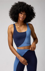 SPIRITUAL GANGSTER - INDIE COLOR BLOCK CROP TANK - MIDNIGHT NAVY/ PACIFIC BLUE