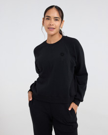 CLUB PILATES - COZY CREWNECK SWEATSHIRT - BLACK CP CLASSIC