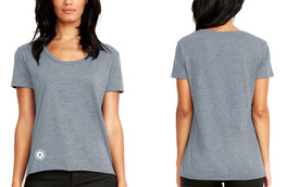 CLUB PILATES - WOMEN'S MANDALA FESTIVAL SCOOP NECK TEE - STONEWASH DENIM
