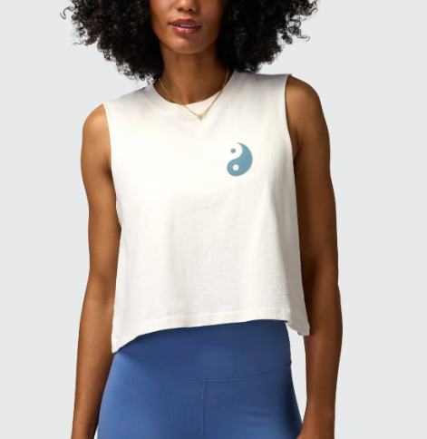 SPIRITUAL GANGSTER - YIN YANG CALLIE CROP TANK - BIRCH