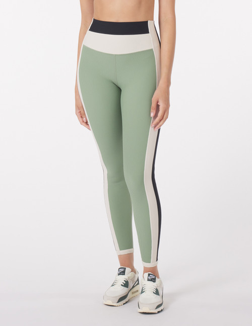 GLYDER - DIRECTIONAL LEGGING - SAGE/BLACK-OATMILK CONTRAST