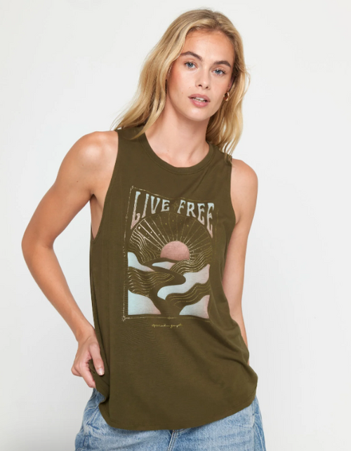 SPIRITUAL GANGSTER - JADE MUSCLE TANK - LIVE FREE