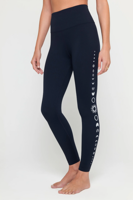 SPIRITUAL GANGSTER - GOLDEN ICON JAQUARD LEGGING - MIDNIGHT NAVY