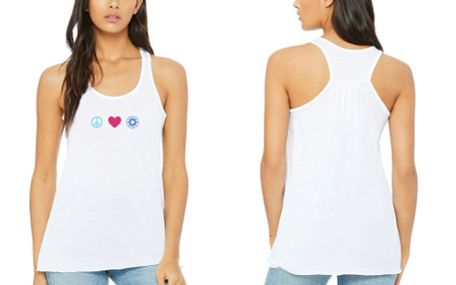 CLUB PILATES - PEACE LOVE PILATES RACERBACK TANK - WHITE