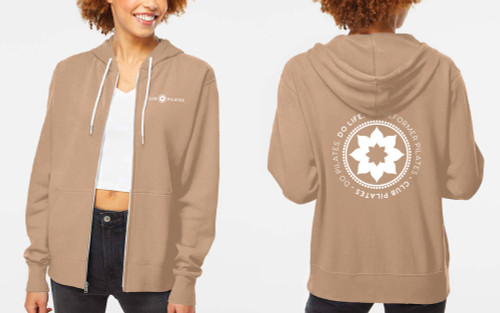 CLUB PILATES - DO REFORMER PILATES ZIP UP HOODIE - SANDSTONE