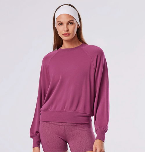 33 THREADS - EASE CREW SWEATSHIRT - WINEBERRY