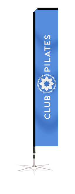 CP - 16' Rectangle Flag Kit, Mirror, With Cross Base - Blue (Drop Ship)