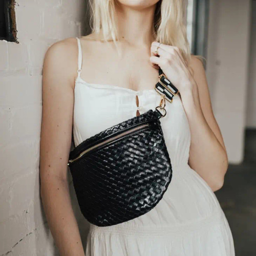 WESTLYN WOVEN BUM BAG - BLACK