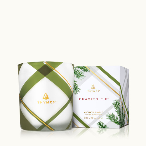 THYMES FRASIER FIR FROSTED PLAID MEDIUM CANDLE
