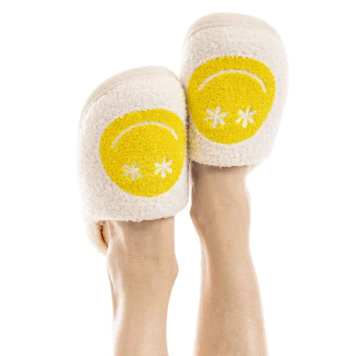 DAISY EYE HAPPY FACE SLIPPERS-YELLOW