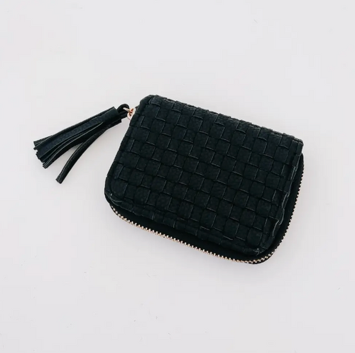 WYNONA WOVEN WALLET - BLACK