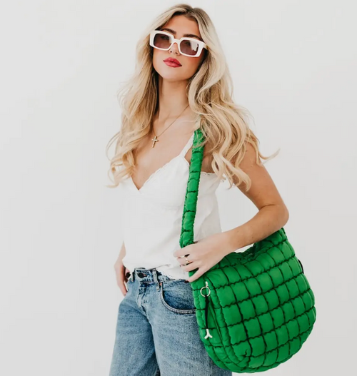 CARMEN QUILTED HOBO BAG - EMERALD