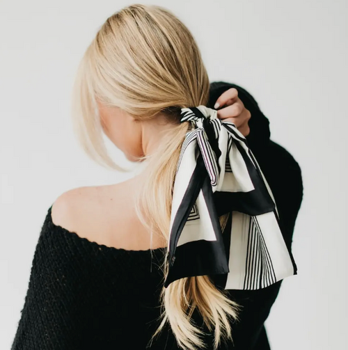 Satin Stripe Scarf - Black/White Satin Stripe Scarf - Black/White