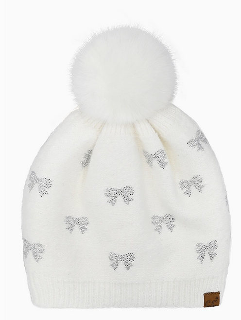 CC RHINESTONE BOW HAT - IVORY CC RHINESTONE BOW HAT - IVORY