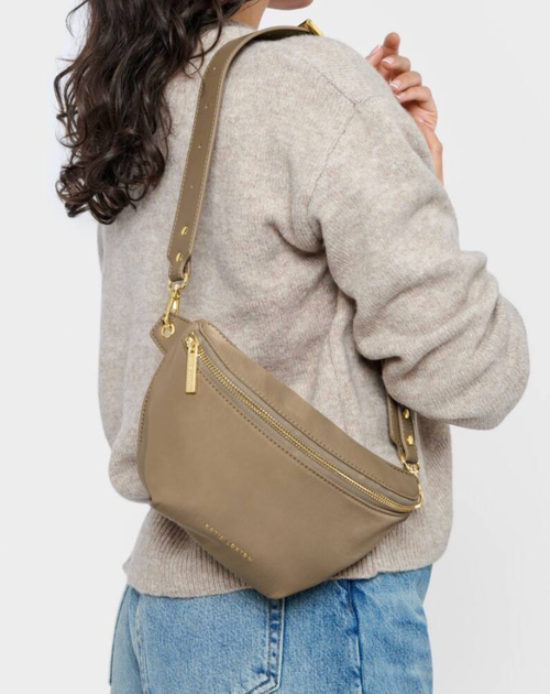 Nylon-Luxe Belt Bag - TAUPE