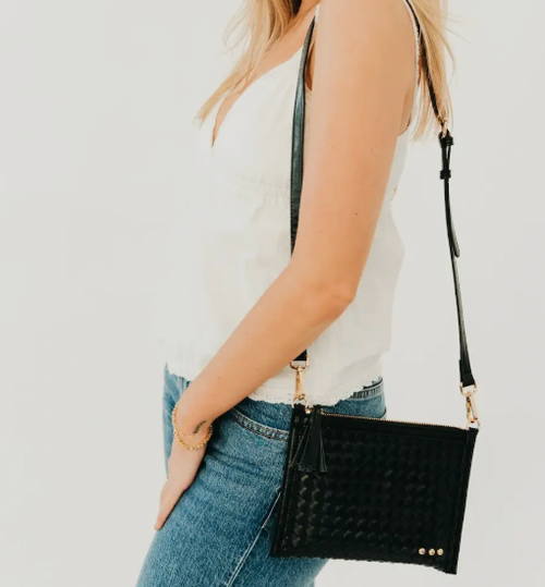 VEDA WOVEN CROSSBODY BLACK