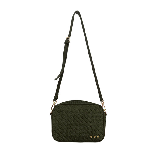 Suede Woven Willow Bag: Olive