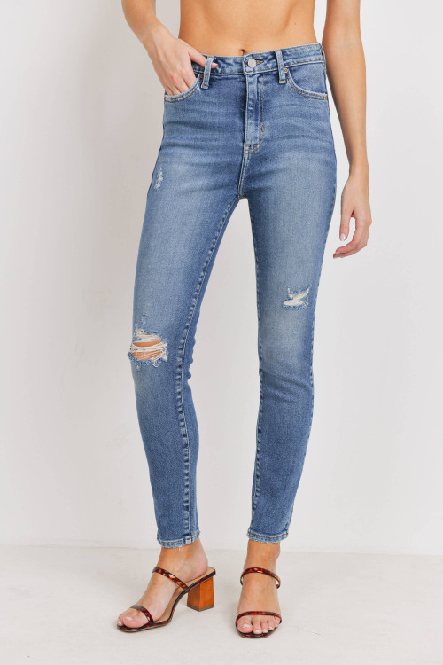 ANKLE SKINNY WITH DISTRESSED KNEES