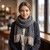 Geo Herringbone  Scarf: Black