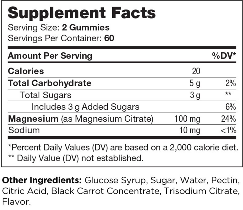 Magnesia Red Raspberry Label Magnesium Gummies, Raspberry Flavor by Chapter One Vitamins