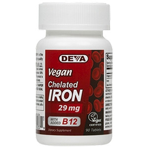 Vegan Chelated Iron 29 mg 90 tabs by Deva Nutrition