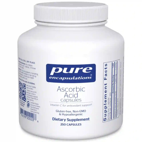 Ascorbic Acid Capsules by Pure Encapsulations – Immune, Antioxidant, Collagen, and Vascular Support