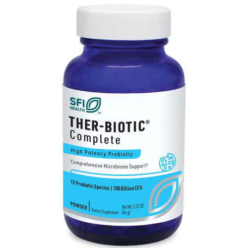 SFI Health Ther-Biotic Complete powder, 2.25 oz (64 g), in a blue bottle with white cap