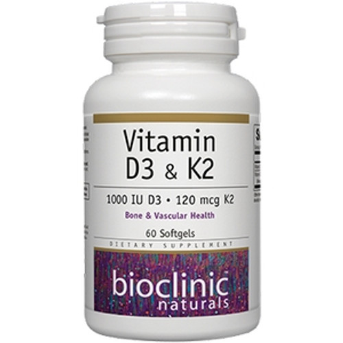 Vitamin D3 & K2 60 gels by Bioclinic Naturals