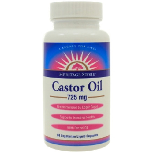 Castor Oil 725mg, Vegetarian Lq Capsules 60c by Heritage/Nutraceutical Corp