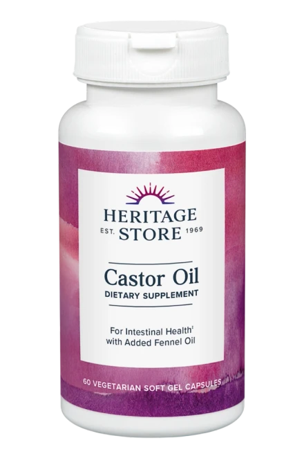 Castor Oil Capsules 725mg 60sg by Heritage Products