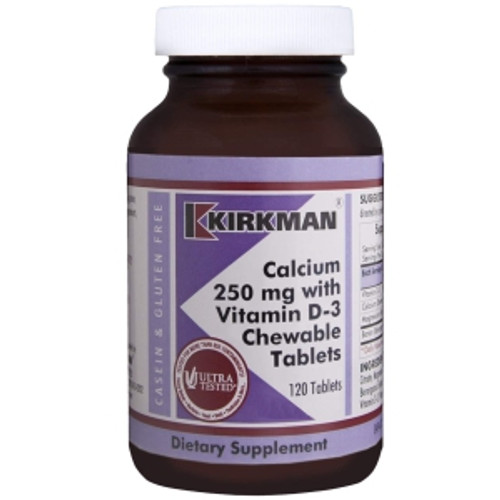 Calcium 250mg w/Vitamin D-3 120ct Chewable Tablets by Kirkman Group Inc.