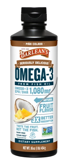 Seriously Delicious Omega-3 from Fish Oil Pina Colada 454g by Barlean's Organic Oils
