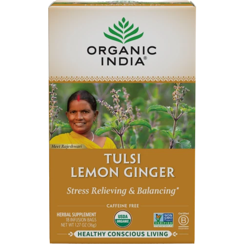 Tulsi Tea Lemon Ginger 18ct by Organic India