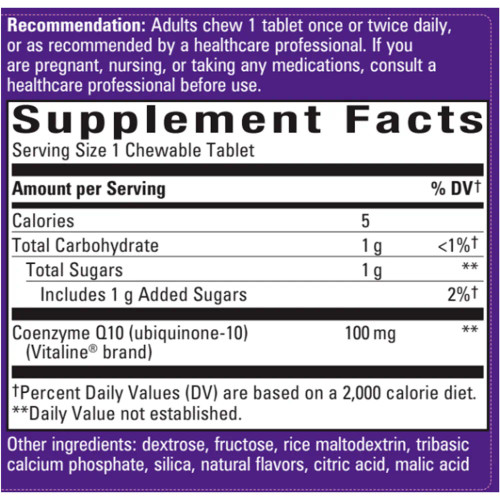 SMART Q10 CoQ10 Tropical Fruit 100mg 30 Chewables by Nature's Way