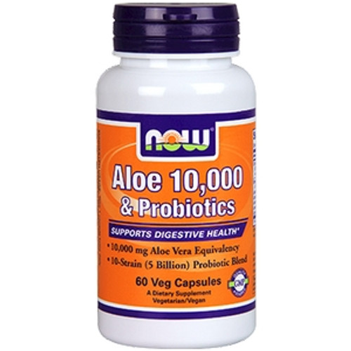 Aloe 10,000 & Probiotics 60c by Now Foods