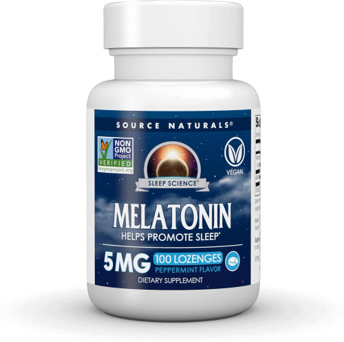 Melatonin 5mg Peppermint Lozenges 100loz by Source Naturals